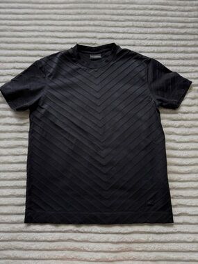 Emporio Armani Men's Black Cotton Crew Neck Geometric Short Sleeve T-Shirt L